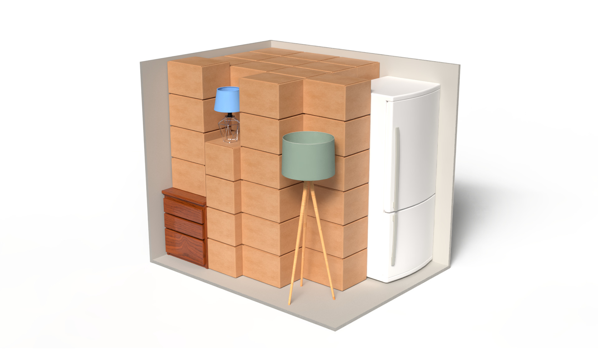 Medium opslagbox van 9m³: ideaal voor tijdelijke opslag van inboedel of meubels.