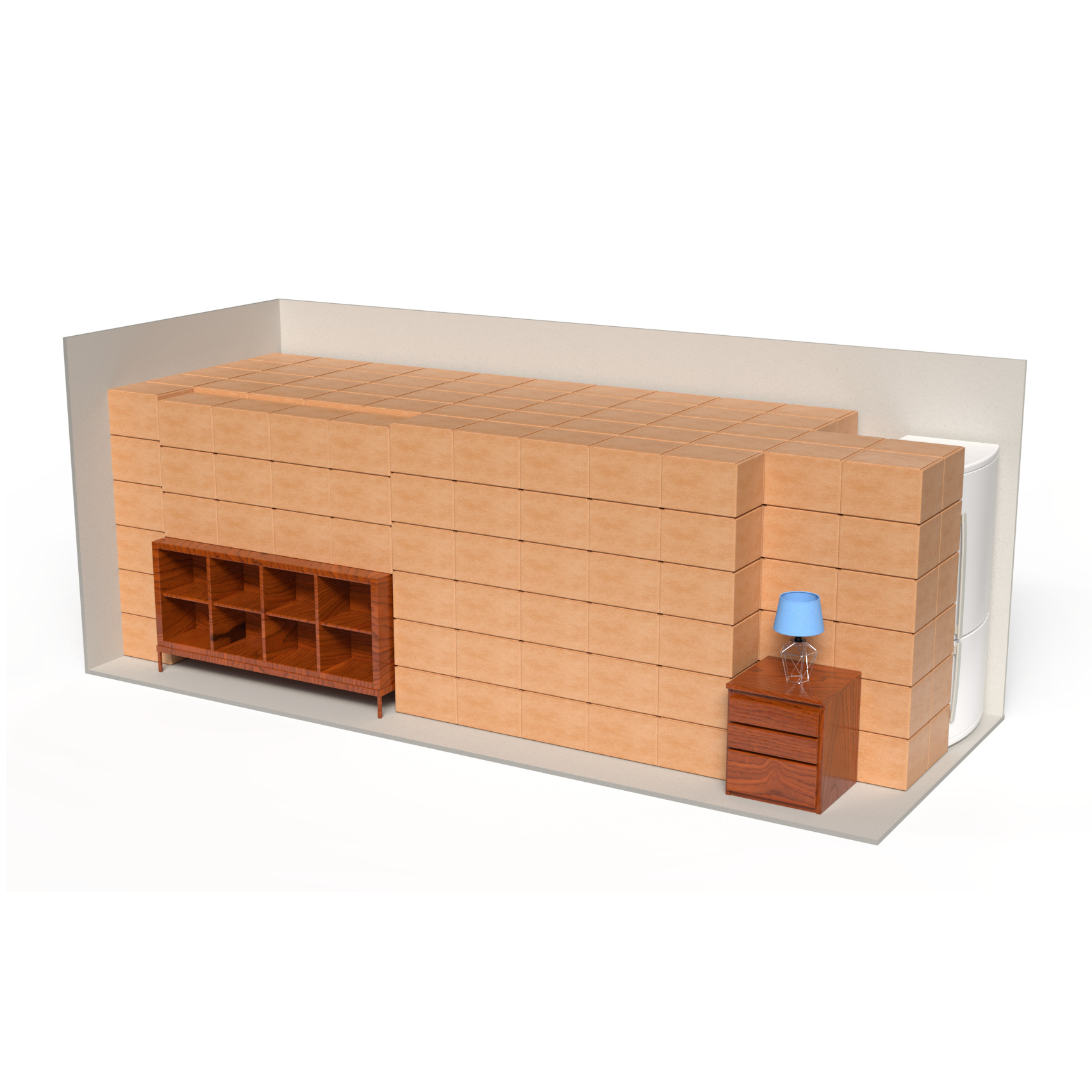 Ruime 32m³ opslagbox voor veilig en overzichtelijk opslaan van grote hoeveelheden spullen.