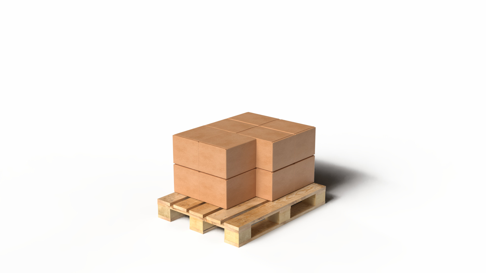 Dozen veilig gestapeld op een europallet in een schone, beveiligde opslagruimte.